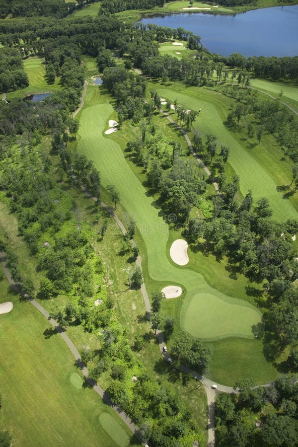 Aerial view of a golf course in summer royalty free stock images