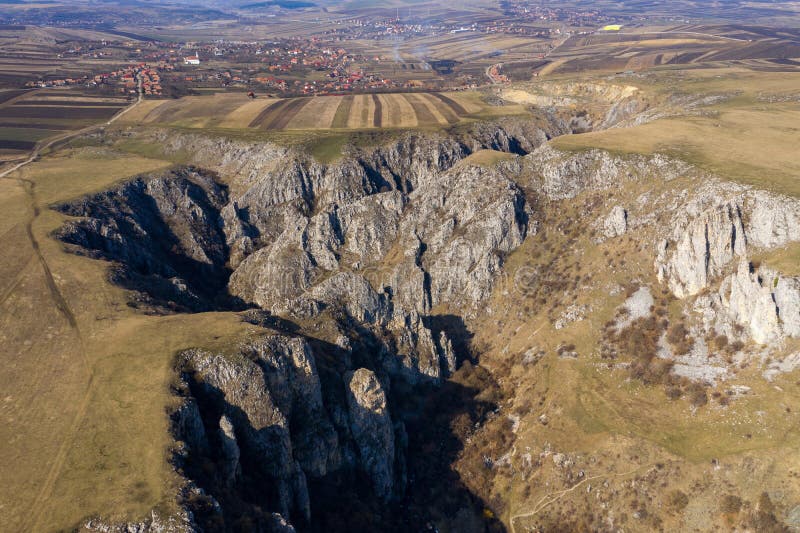 Aerial view of a gorge