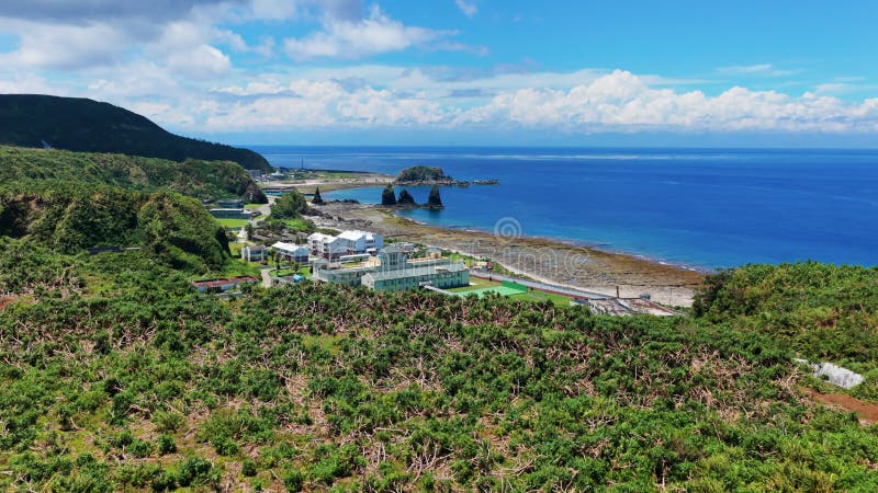 Aerial view of green island in Taiwan stock footage