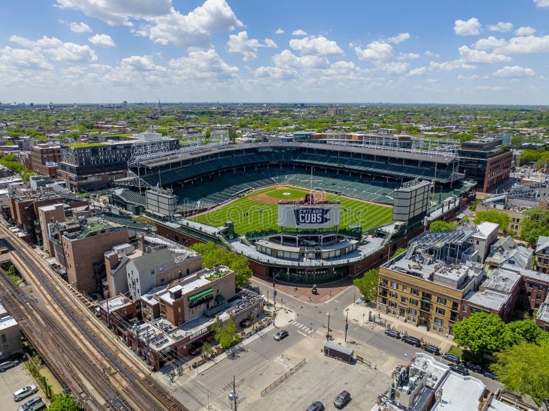 Aerial View Of Wrigley Field, Home Of The Chicago Cubs Major League Baseball Team