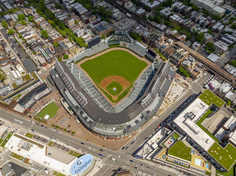 Aerial View Of Wrigley Field, Home Of The Chicago Cubs Major League Baseball Team