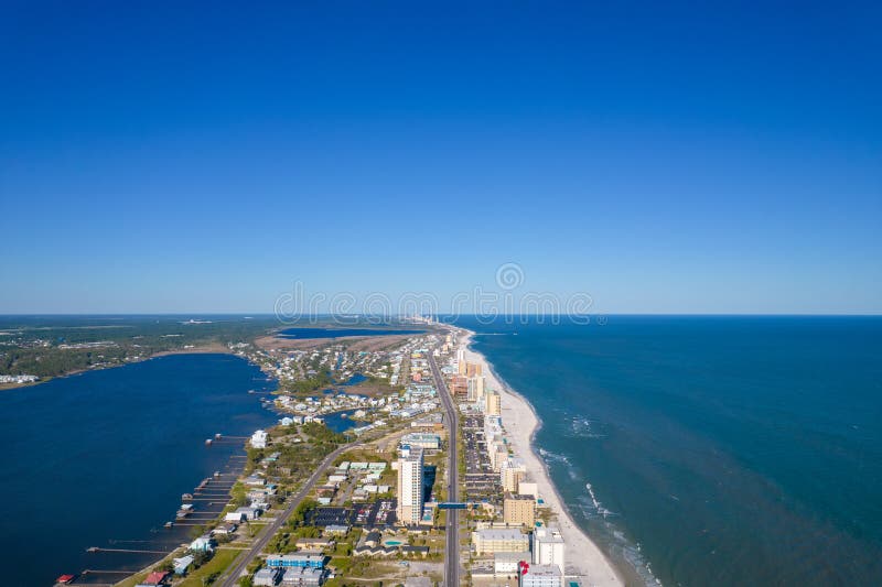 Aerial View of Gulf Shores, Alabama during Spring Break 2022 Stock