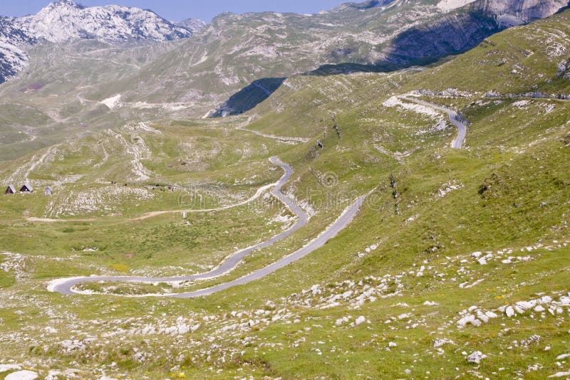 Aerial view on hairpin route - Montenegro