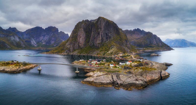 Aerial View Of Hamnoy Fishing Village In Norway Stock Image Image Of