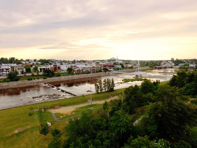 Aerial view of harnessed river