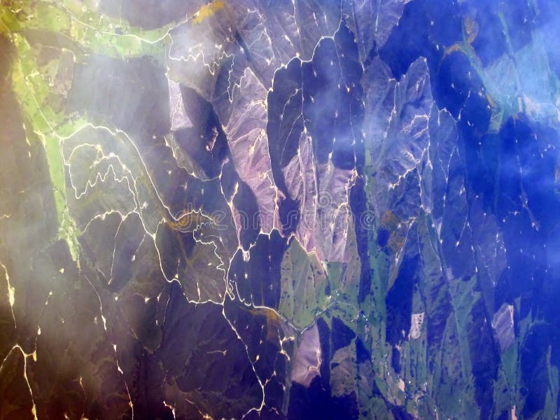 Aerial view of hills & rivers royalty free stock photos