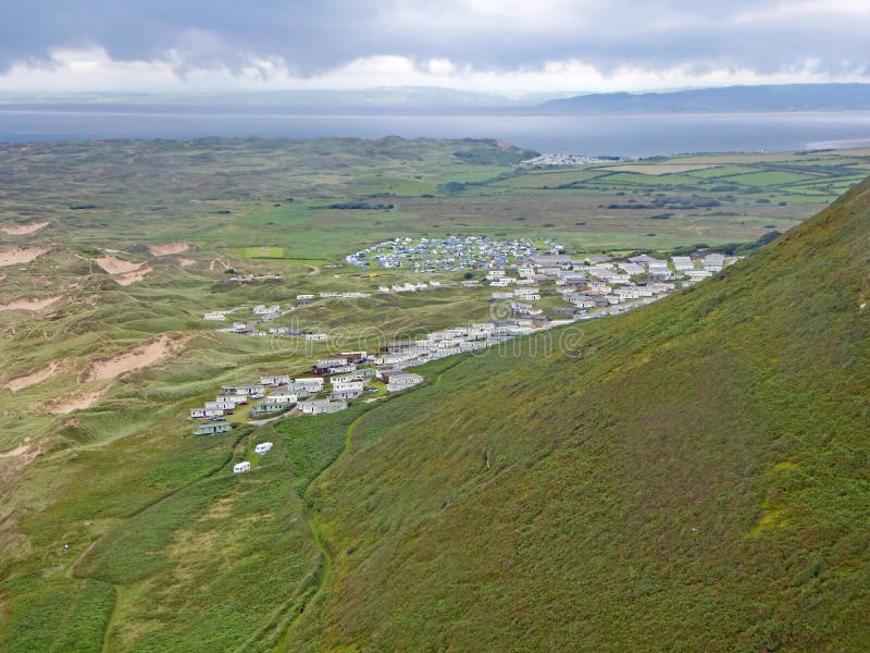 Holiday Park at Rhossili, Gower stock image Holiday Park at Rhossili, Gower stock image
