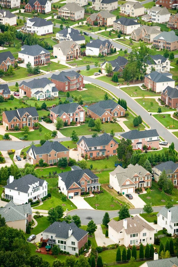 Aerial View of Housing Development in Charlotte, North Carolina Stock