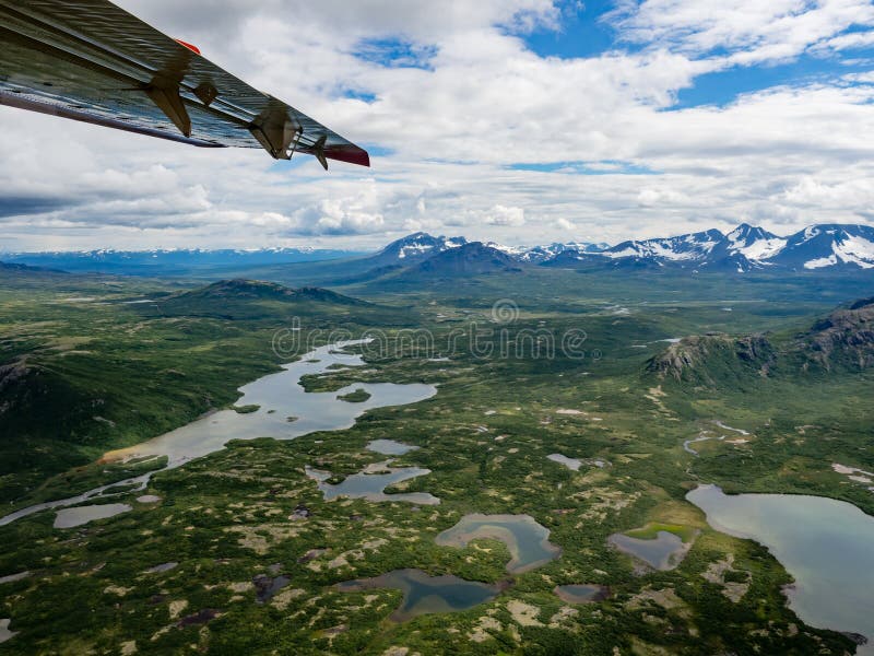 Aerial view of Katmai Natinional Park wilderness from sea plane