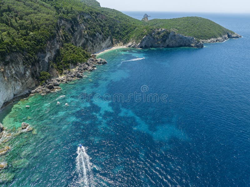 Aerial View of Kolias Beach on the Island of Corfu. Greece Stock Photo ...