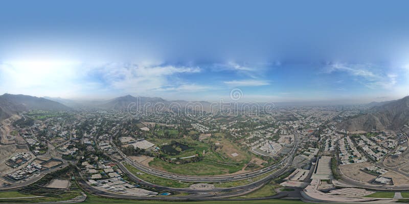 Aerial view of La Molina district in Lima. 360 view stock images