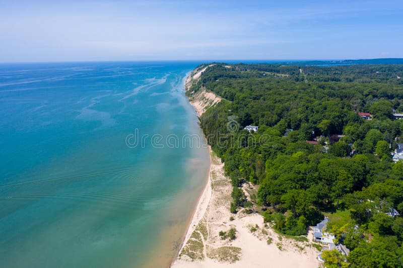 Aerial view of Lake Michigan Shoreline stock photo Aerial view of Lake Michigan Shoreline stock photo