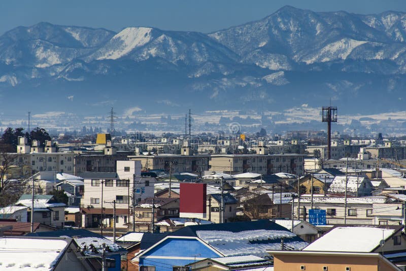 Aerial View Landscape Of Fukushima City Stock Photo - Image of europe, winter: 138756510