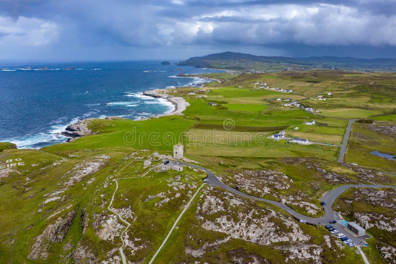 Aerial View of the Landscape of Malin Head in Ireland Stock Image
