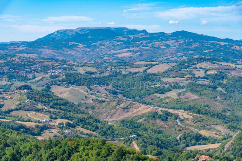 Aerial View of Landscape Surrounding San Marino Stock Image Image of