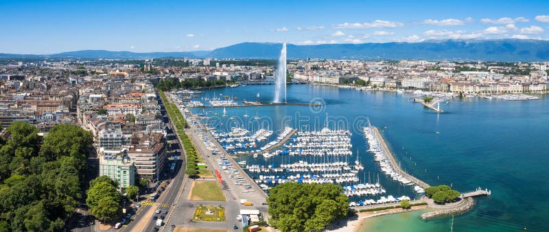 Aerial view of Leman lake - Geneva city in Switzerland royalty free stock images Aerial view of Leman lake - Geneva city in Switzerland royalty free stock images