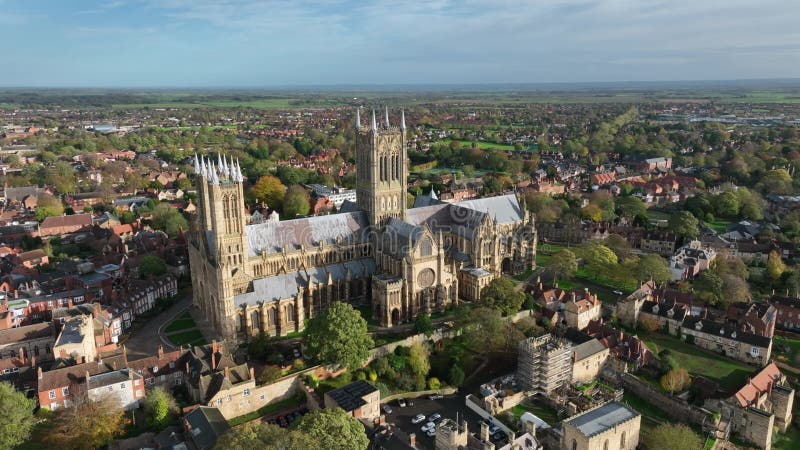 Aerial View of Lincoln City Cathedral in England