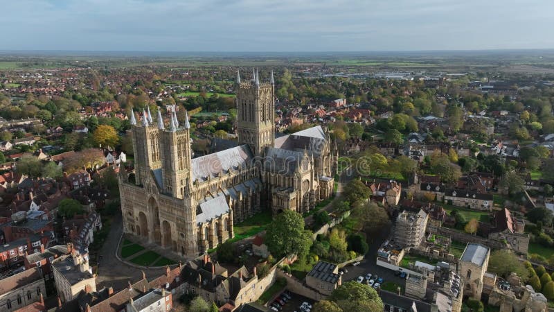 Aerial View of Lincoln City Cathedral in England