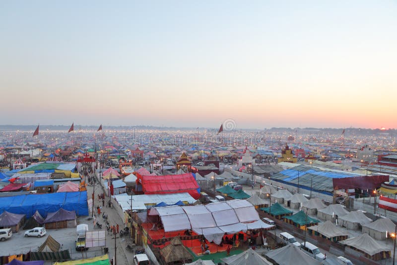 Aerial view of Maha Kumbh Mela festival camp