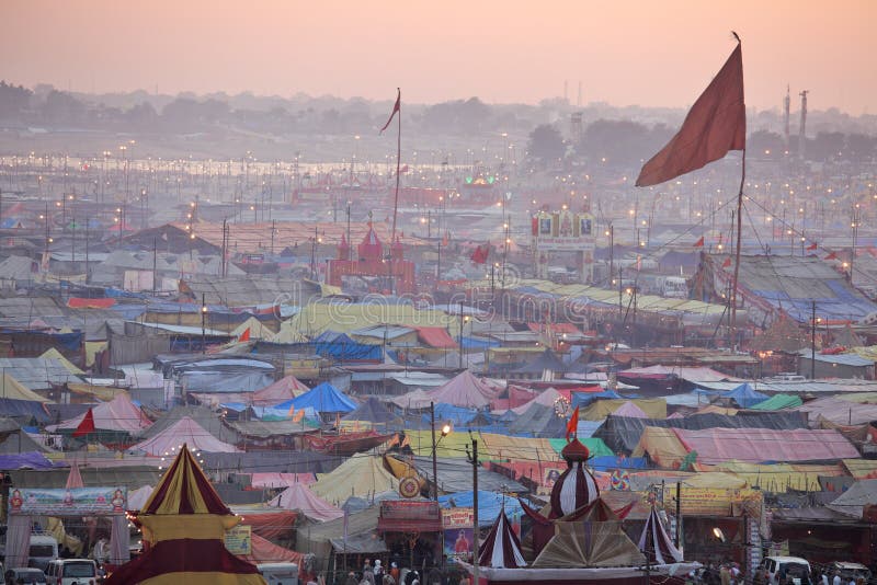 Aerial view of Maha Kumbh Mela festival camp