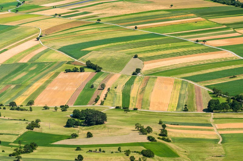 Aerial view of many fields royalty free stock images