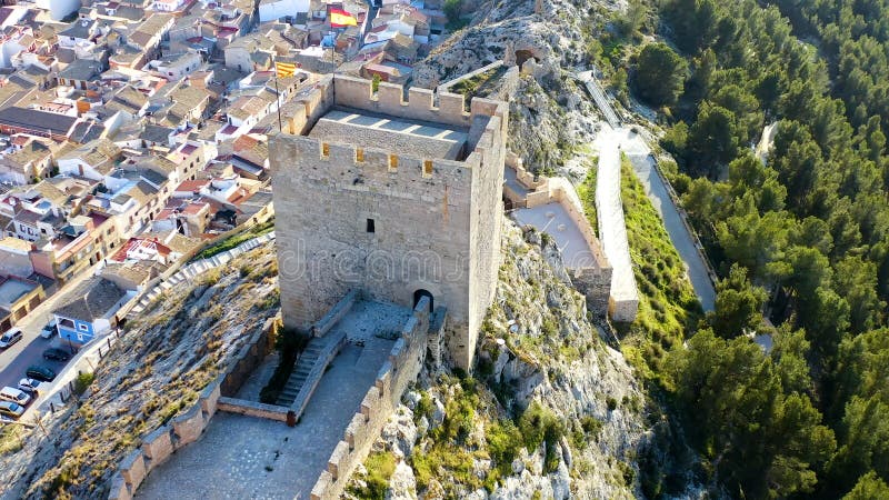 Aerial view of the medieval castle of Sax in the Spanish province of Alicante.