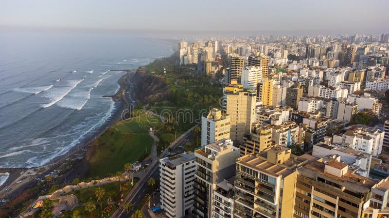 Aerial view of the Miraflores district in Lima stock photos