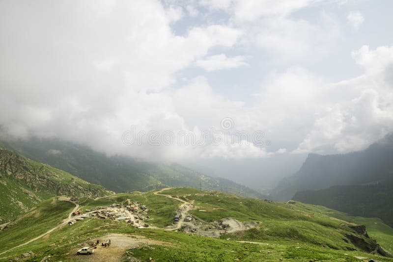Aerial view of mountain road and village stock photography Aerial view of mountain road and village stock photography