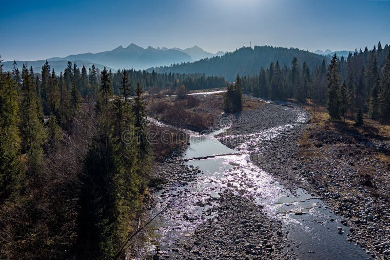 aerial-view-of-a-mountain-stream-bia-ka-tatrza-ska-stock-image-image