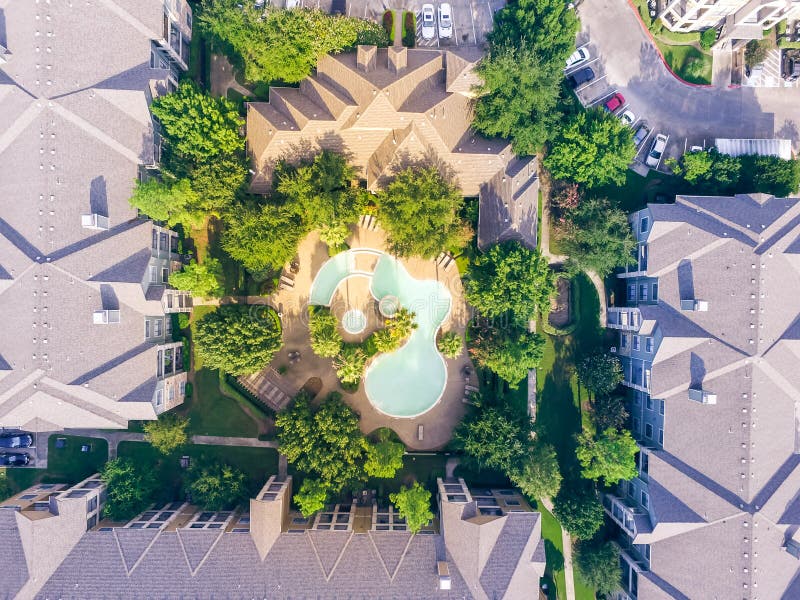 Aerial View Multi-level Apartment Building Complex Swimming Pool Stock ...