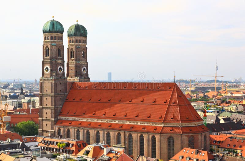 The aerial view of Munich city center