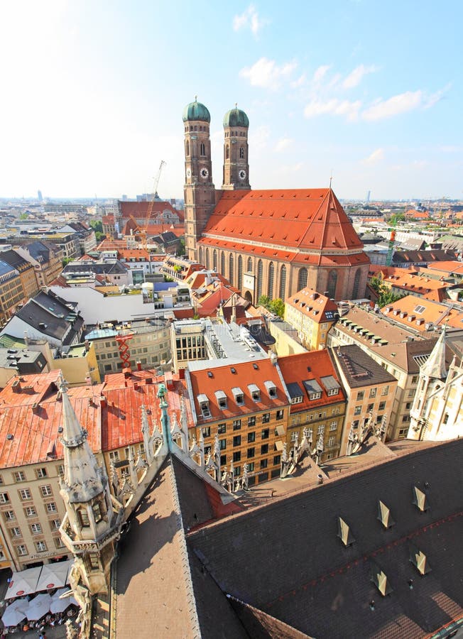 The aerial view of Munich city center