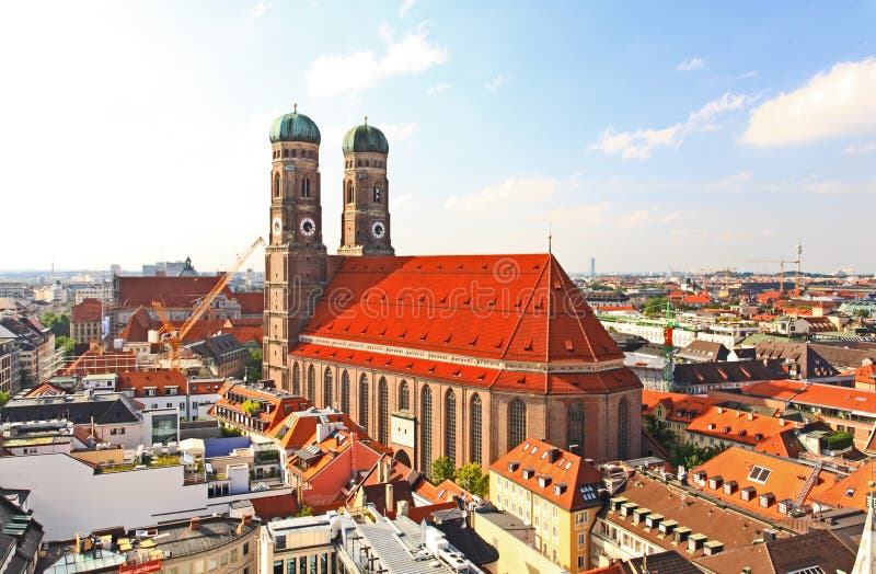 The aerial view of Munich city center