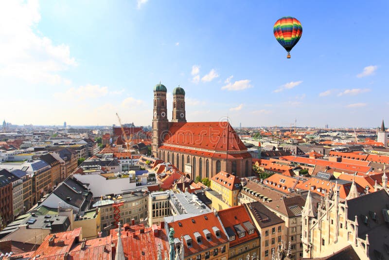 The aerial view of Munich city center