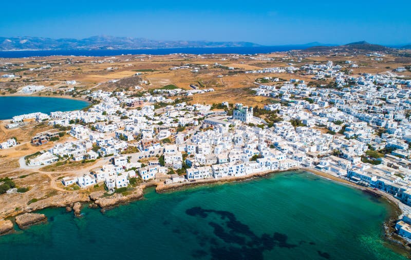 Aerial View of Naoussa and Low Mountains Stock Image - Image of harbor ...