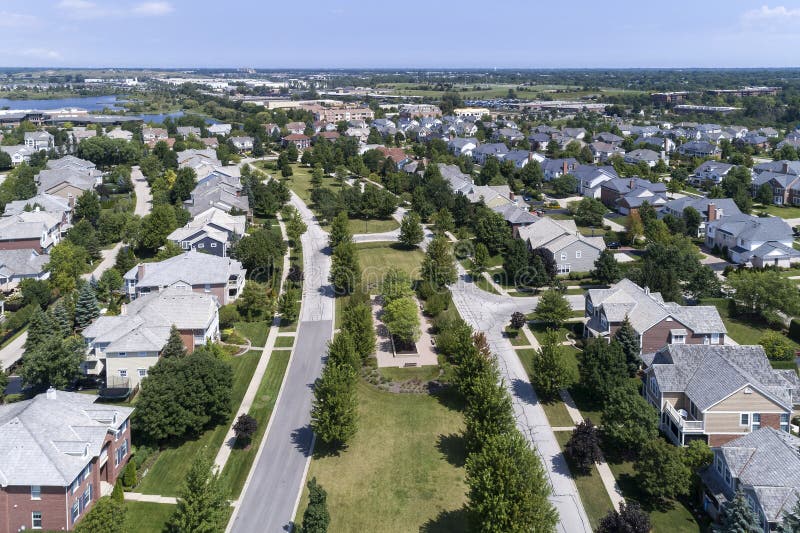 Neighborhood Aerial View With Parkway Stock Photo Image 