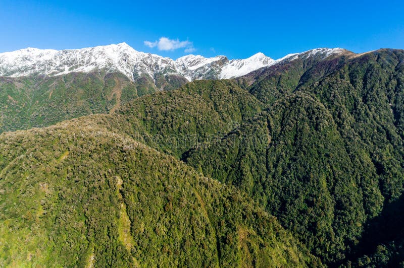 Aerial view of New Zealand mountains, wilderness landscape stock image Aerial view of New Zealand mountains, wilderness landscape stock image