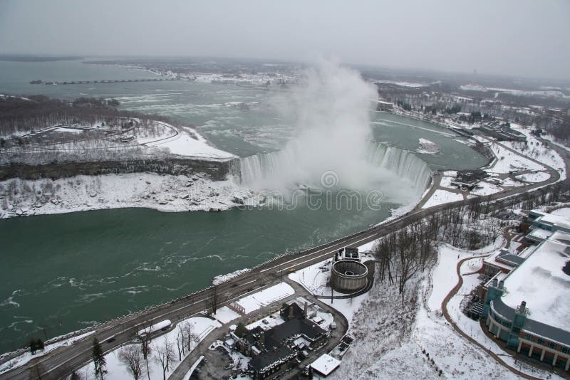 Aerial View of Niagara Falls in the Winter