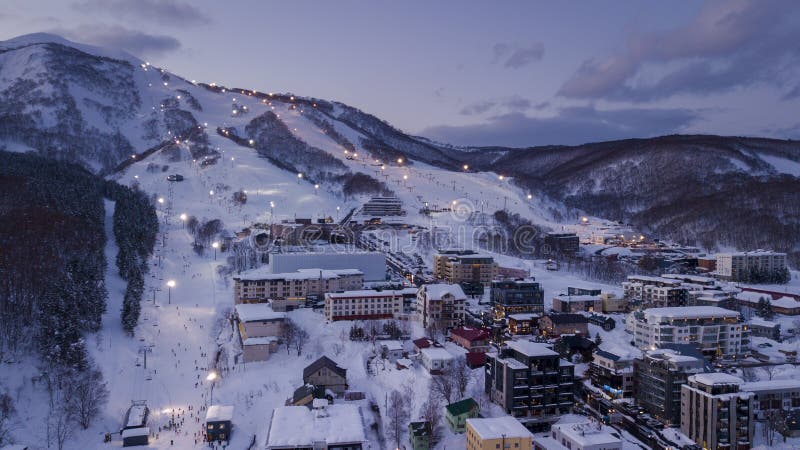 Aerial view of Niseko ski village royalty free stock photography Aerial view of Niseko ski village royalty free stock photography