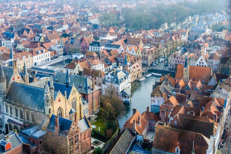 Aerial View of the Old Town in Bruges, Belgium Editorial Stock Photo - Image of historical, brugge: 85860328