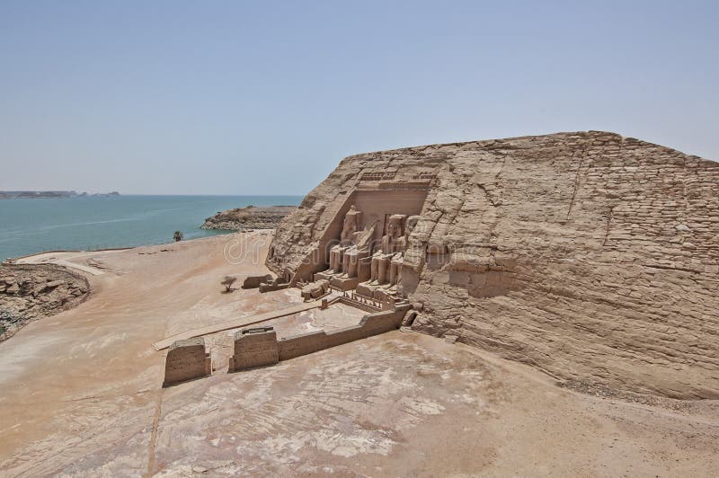 View over main ancient egyptian temple at Abu Simbel