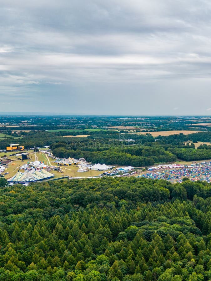 Aerial View Over Leeds Festival in Bramham Park Stock Image Image of