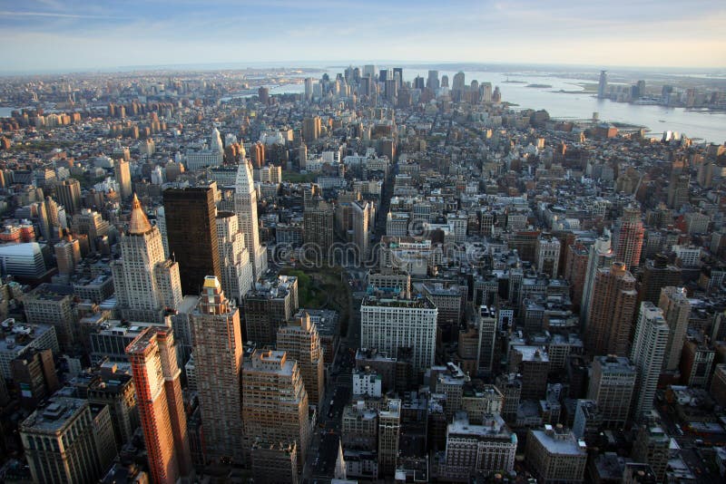 Aerial view over lower Manhatt