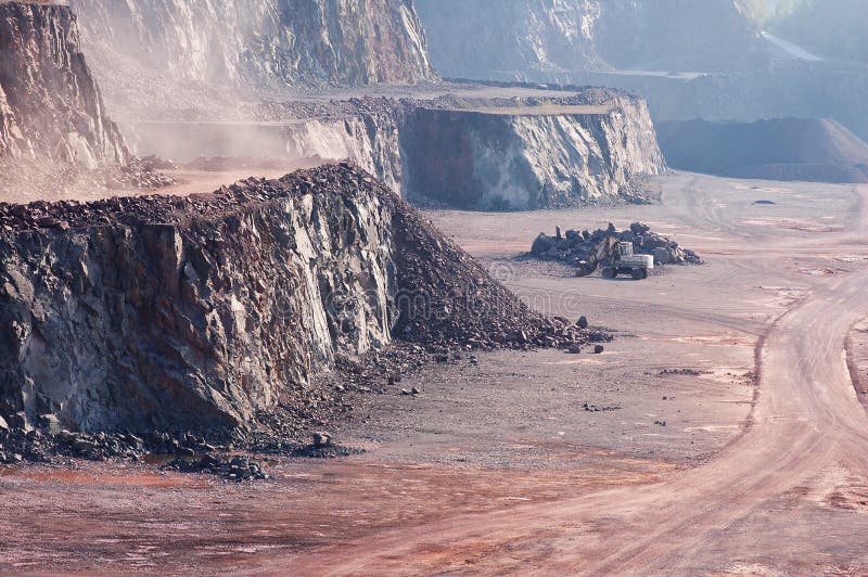 Aerial View Over a Quarry Hole. Mining Industry. Stock Photo - Image of ...