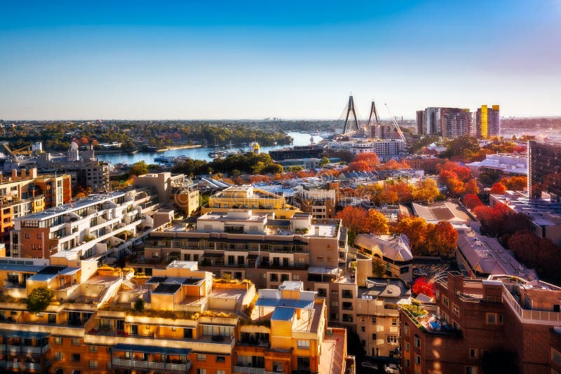 Aerial View over residential area from Darling Harbour in Sydney, Australia stock images Aerial View over residential area from Darling Harbour in Sydney, Australia stock images