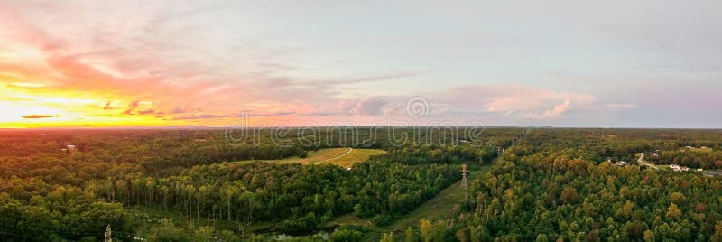 Aerial view over york south carolina at sunset royalty free stock image