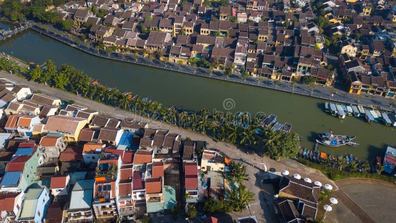 Aerial view panoramic of Hoi An old town or Hoian ancient town