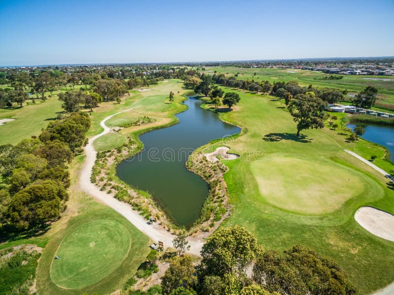 Aerial view of Patterson River Golf Club on a bright sunny day. Melbourne, Australia. Aerial view of Patterson River Golf Club on a bright sunny day. Melbourne, Australia.