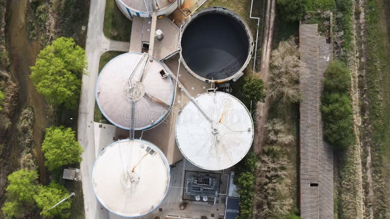 Aerial view of Piping and tanks of industrial factory