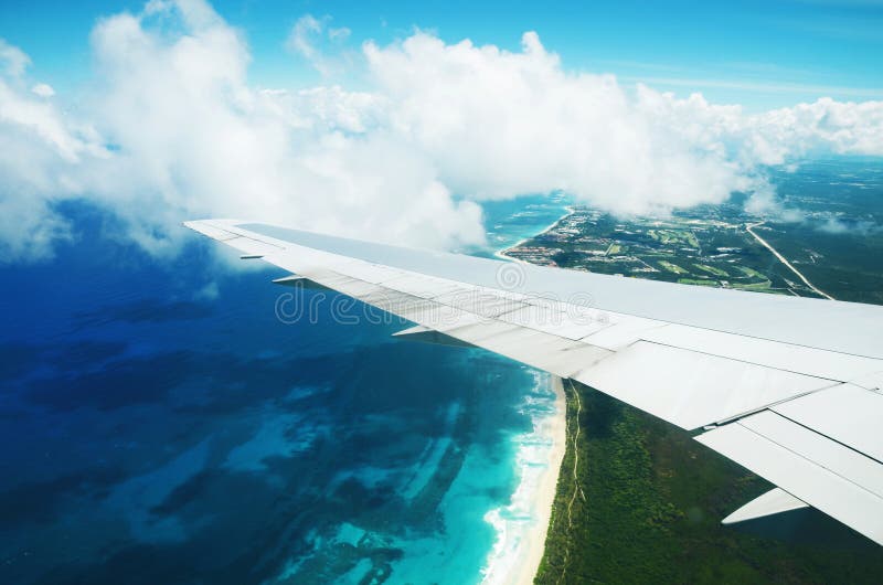 Beautiful aerial view from the plane over Punta Cana, Dominican Republic